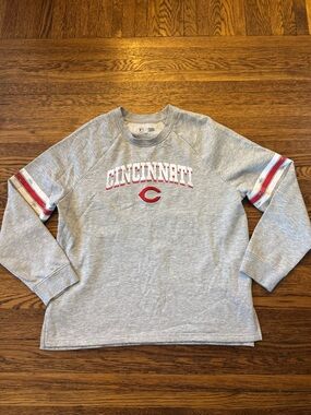 Cincinnati Reds baseball GENUINE MERCH Grey Crewneck Sweatshirt with Red Accent
